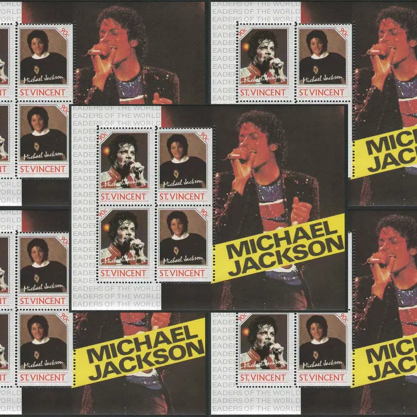 [BUNJANG] Saint Vincent Michael Jackson Commemorative Sheet - 5 Imperforate Sheets (1985) / [BKstamp외국우표]세인트빈센트 마이클잭슨 기념시트 5매(천공시트,1985년)