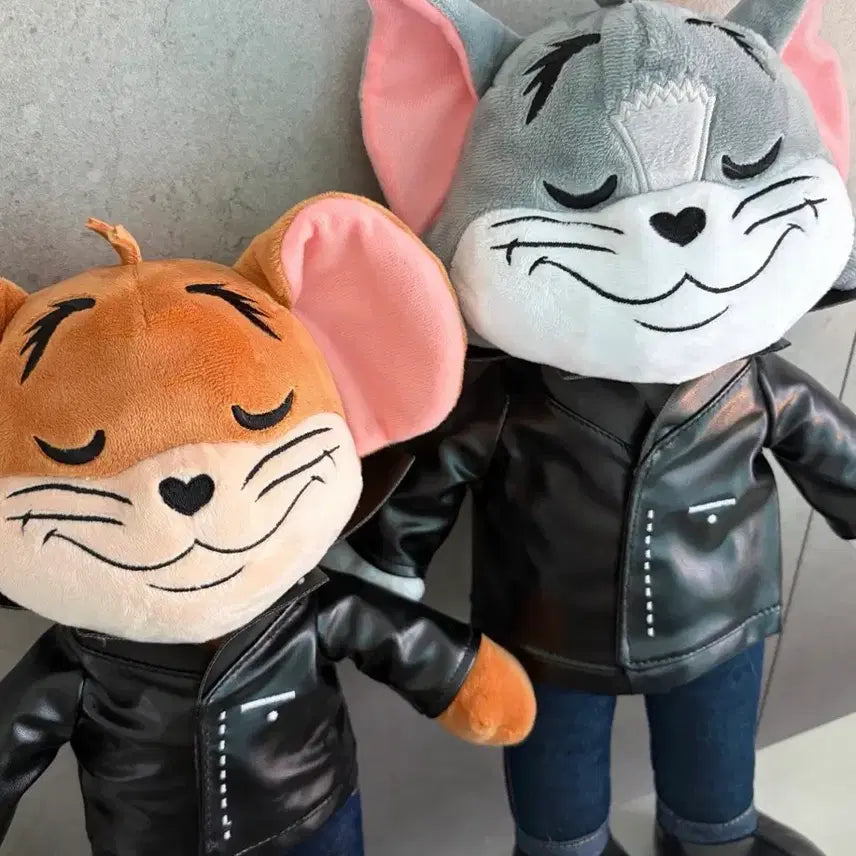 [BUNJANG] Tom and Jerry Leather Jacket Set / 톰과제리 인형 레더 자켓 세트