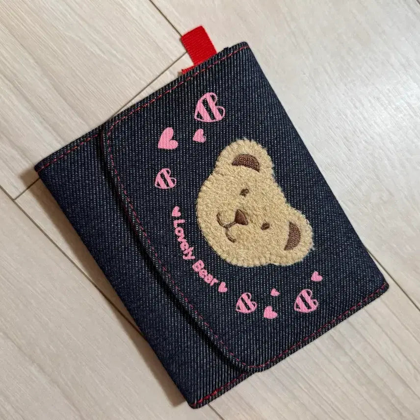 [BUNJANG] Denim Teddy Bear Wallet / 고전 문구 대님 곰돌이 테디베어 지갑