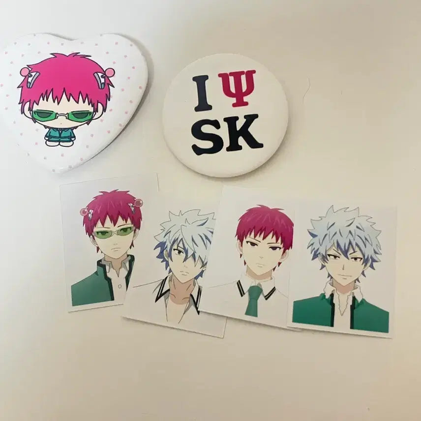 [BUNJANG] Saiki K. - Character Can Badge &amp; Proof Photo Bundle Set / 사이키 쿠스오의 재난 캔뱃지 증명사진 비공굿 일괄