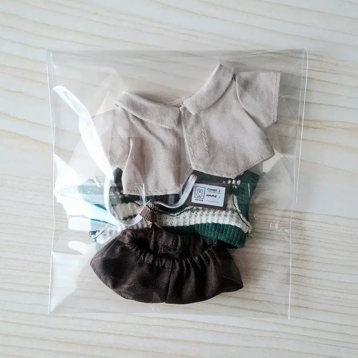 [BUNJANG] 10cm Doll School Uniform Outfit Set / 학교급식 풀세트 10cm 솜인형 옷 솜깅옷
