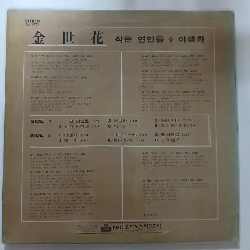 [BUNJANG] Kim Se Hwa Wild Flower LP / 김세화 작은 연인을 야생화 LP.NM-/NM