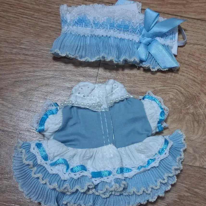 [BUNJANG] 10cm Doll Clothes Blue Ribbon Dress / 10cm 인형옷 블루 리본 드레스