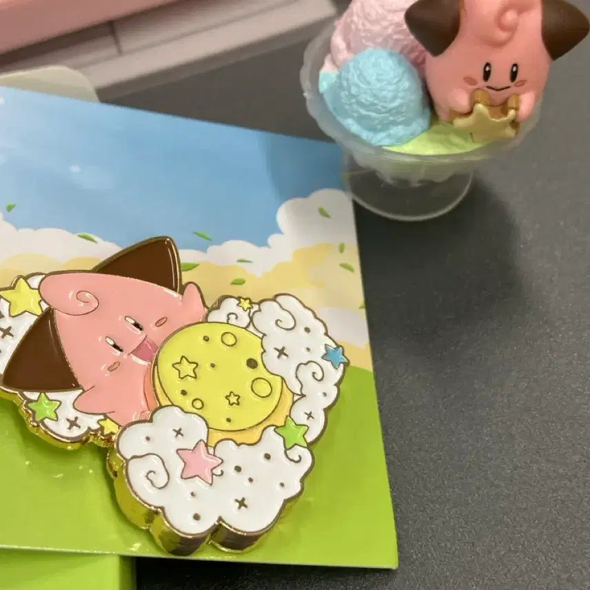[BUNJANG] Pokemon Isak Badge &amp; Clefairy Gacha Figure Bundle Set / 포켓몬스터 이삭 뱃지 삐삐 가챠 일괄