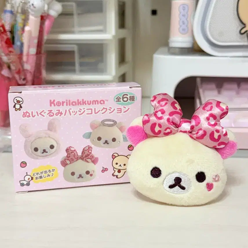 [BUNJANG] Rilakkuma Korilakkuma Pink Leopard Random Badge / 코리락쿠마 랜덤 뱃지 핑크 호피