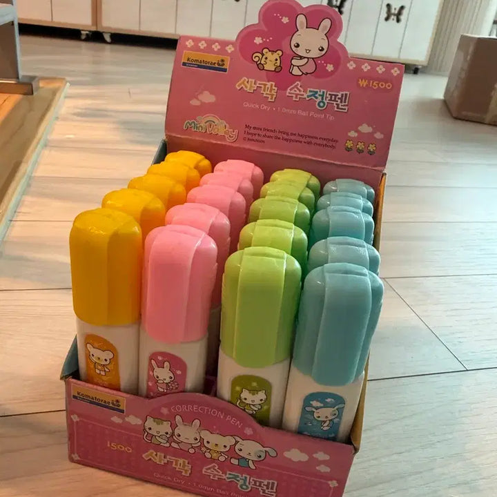 [BUNJANG] Classic MiniBelli 4-Color Correction Pen Set (20 Count) / 고전 꼬마또래 미니벨리 수성펜 4색 20개입