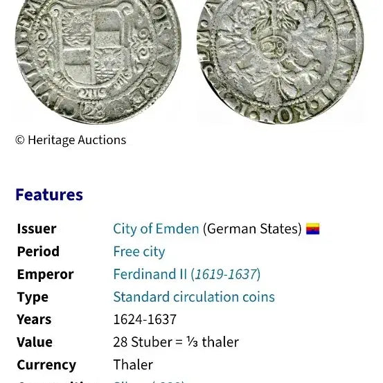 [BUNJANG] 17th Century Large 28 Stuiver Silver Coin / 1600년대 대형 은화 28stuiver