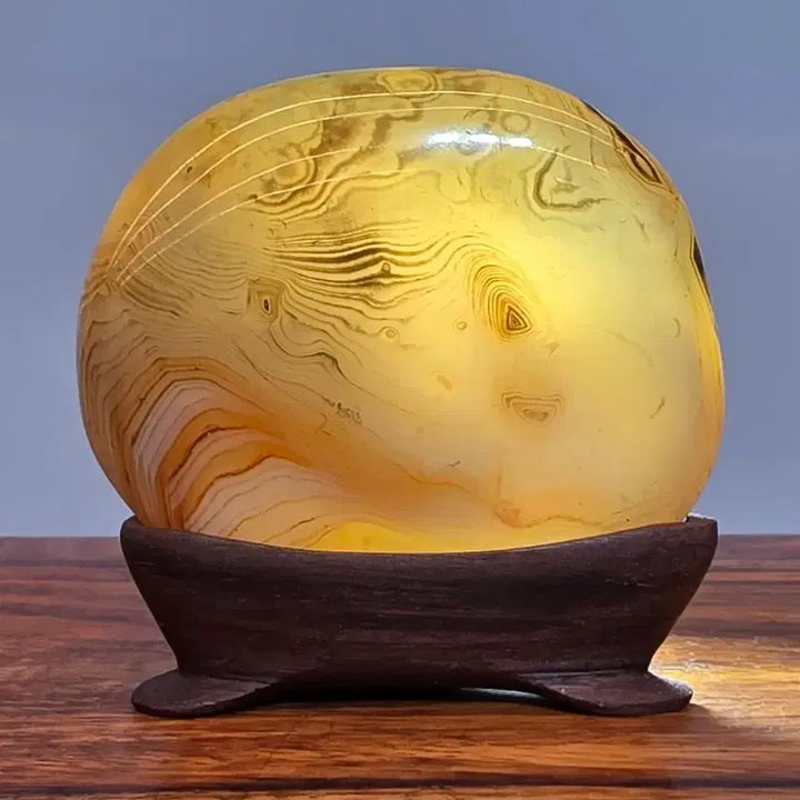 [BUNJANG] Agate Stone Mineral Specimen with Auspicious Patterns and Stand / 26090323 좋은 기운을 내뿜는 문양이 영롱한 마노석 광물 수석 팝니다