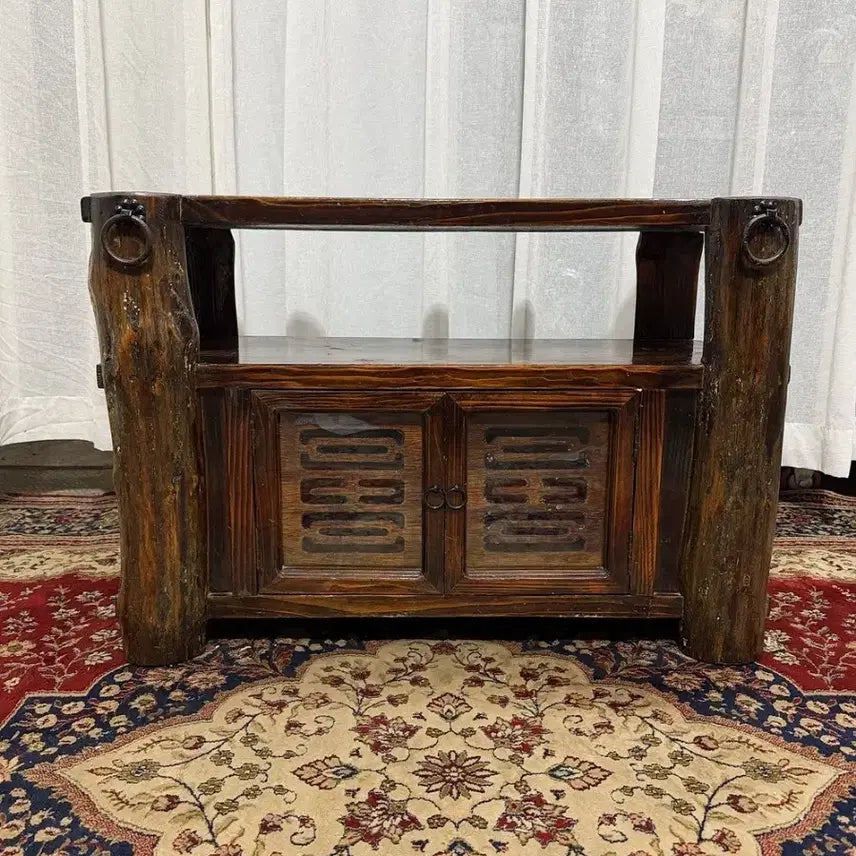 [BUNJANG] Vintage Solid Pine Cabinet Display Shelf / 빈티지 통소나무 고가구 장식장 TV장 선반장