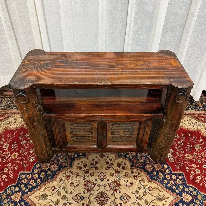 [BUNJANG] Vintage Solid Pine Cabinet Display Shelf / 빈티지 통소나무 고가구 장식장 TV장 선반장