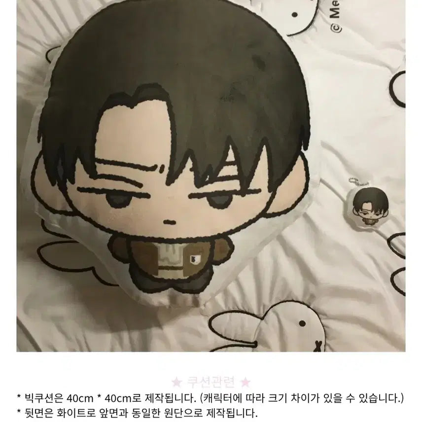 [BUNJANG] Attack on Titan Levi 40cm Large Cushion + Cushion Keychain Set / [미개봉]진격의 거인 리바이 40cm 대형쿠션 + 쿠션키링 소최모