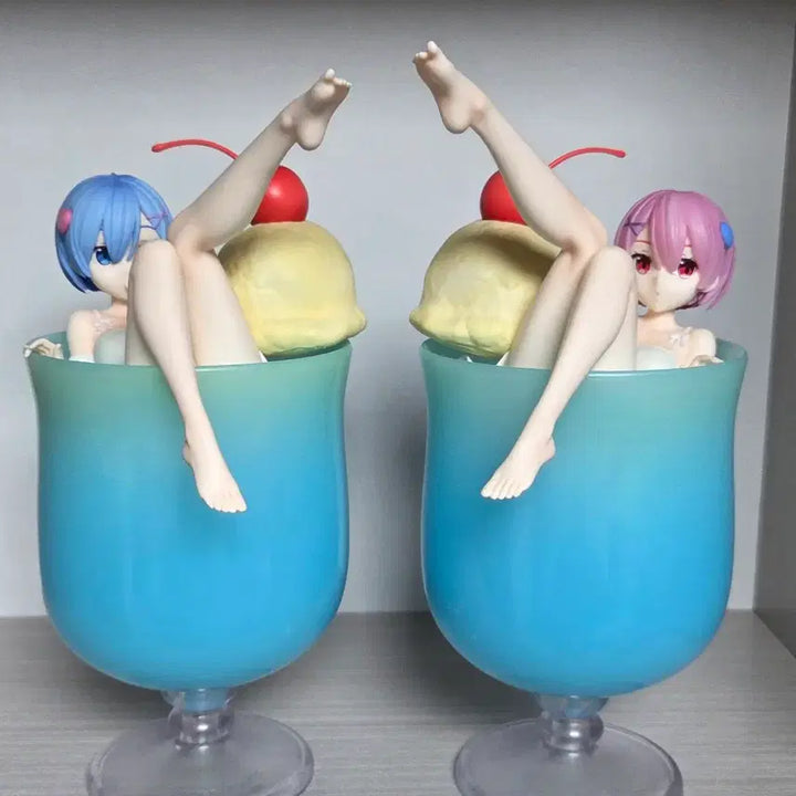 [BUNJANG] ElcoCo Re:Zero Cream Soda Rem &amp; Ram Figure / 리제로 엘코코 크림소다 렘 람 피규어