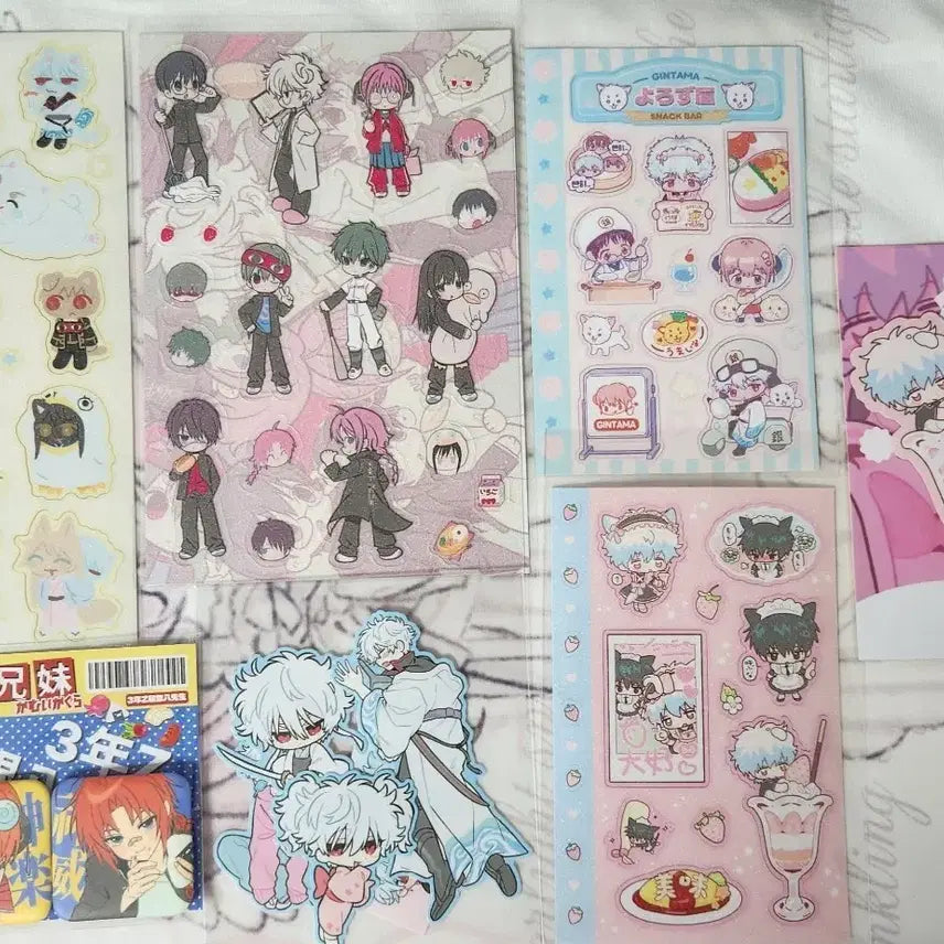 [BUNJANG] Gintama Unofficial Sticker Can Badge Sticker Bundle Set / 은혼 비공식 스티커 캔뱃지 스티커 베띠 츄현 kimii 일괄