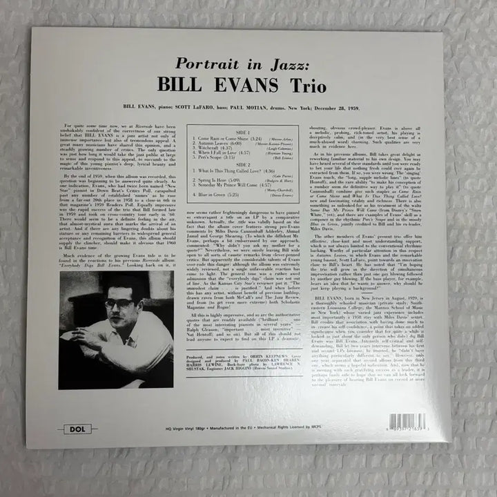 [BUNJANG] Bill Evans Trio Portrait in Jazz LP / 빌 에반스 트리오 PORTRAIT IN JAZZ LP