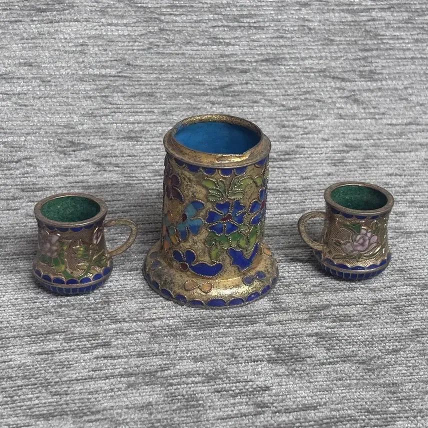 [BUNJANG] Antique Cloisonné Miniature Toothpick Holder / 빈티지 앤틱 칠보공예 이쑤시개 통 필통 미니어처 잔
