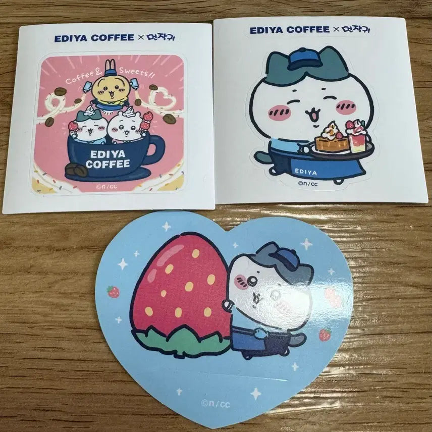 [BUNJANG] Chiikawa Hachiware BIG Plush Headband + EDIYA Collaboration Sticker Set / 치이카와 하치와레 게 머리띠 BIG 인형 + 이디야 콜라보 스티커