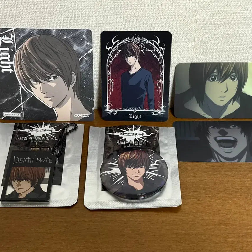 [BUNJANG] Death Note Light Yagami T-NUX Collaboration Goods Set / 데스노트 야가미 라이토 투니크 굿즈 일괄 프레임 아크릴 키링 일러스트 캔뱃지 특전 카드 코스터 세트