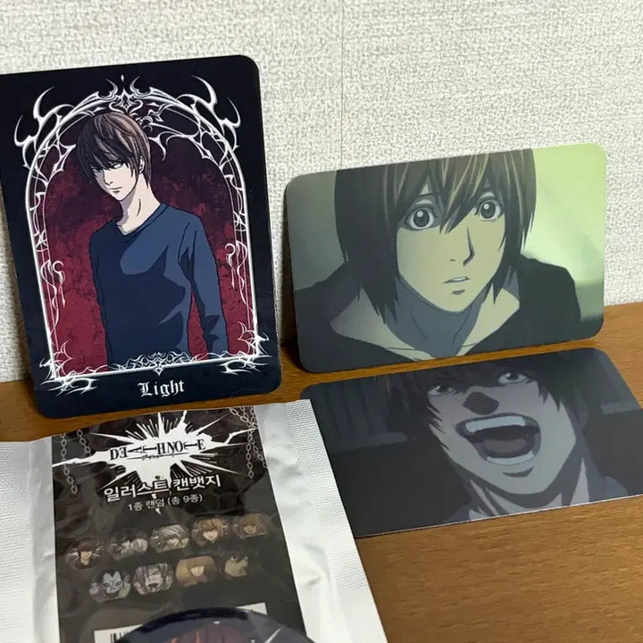 [BUNJANG] Death Note Light Yagami T-NUX Collaboration Goods Set / 데스노트 야가미 라이토 투니크 굿즈 일괄 프레임 아크릴 키링 일러스트 캔뱃지 특전 카드 코스터 세트