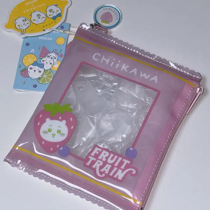 [BUNJANG] Chiikawa Fruit Series Mascot Plush Pouch - Strawberry, Pineapple, Watermelon (Hachware, Usagi) / 치이카와 과일 시리즈 마스코트 누이 인형 파우치 미니소 딸기 파인애플 수박 하치와레 우사기 먼작귀