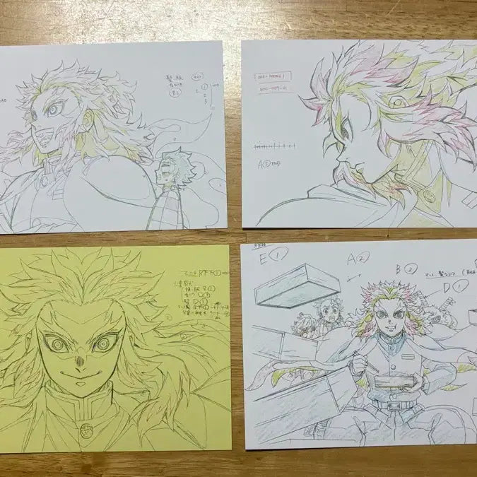 [BUNJANG] Demon Slayer: Mugen Train Original Art Postcard Set (4 pcs) / (일괄 6천)귀멸의칼날 무한열차 원화 엽서 4장 렌고쿠