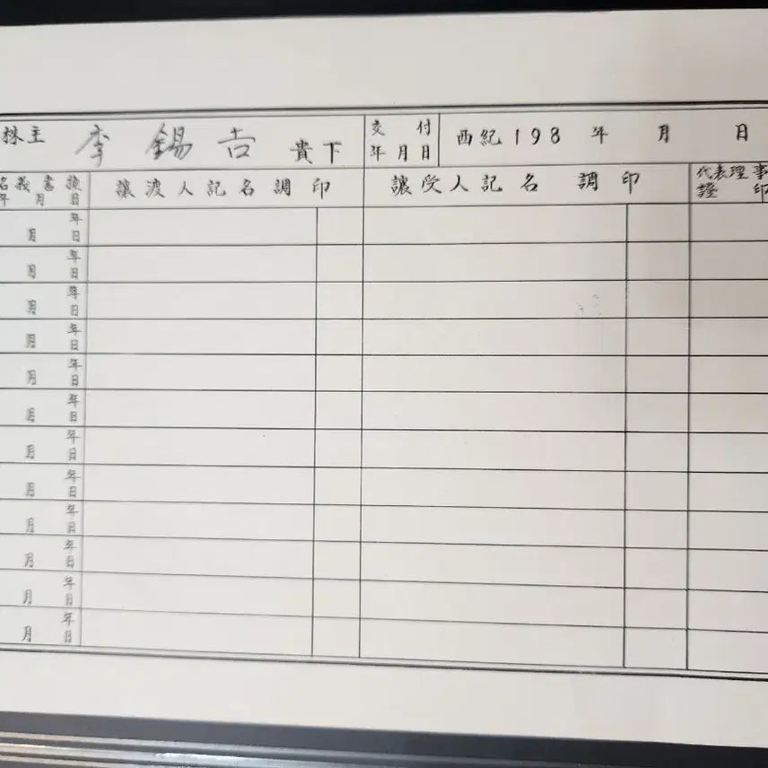 [BUNJANG] Jungsuk Co., Ltd. Stock Certificate (1987) / 옛날주식회사 주권, 1987년 9월 25일 발행