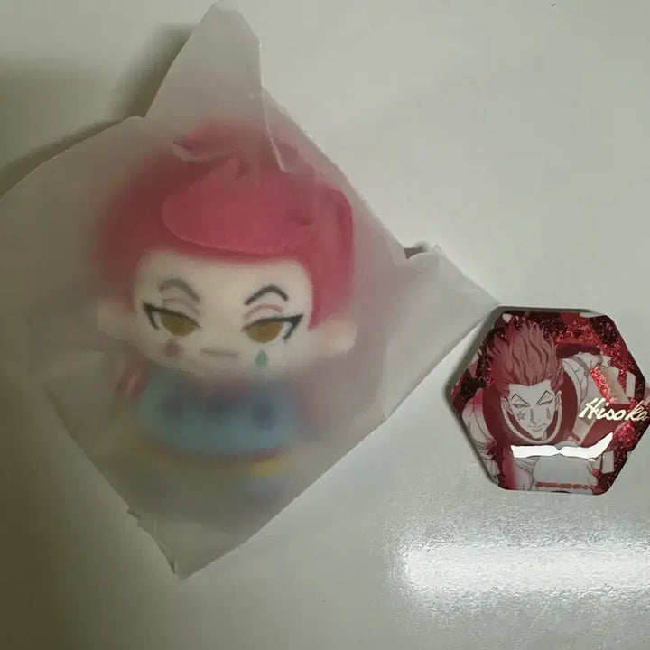 [BUNJANG] Hunter x Hunter Hisoka Plush Doll &amp; Can Badge Set / 헌터x헌터 히소카 눌셋 인형 캔뱃지 헌헌 헌터헌터 누이