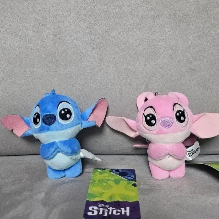 [BUNJANG] Disney Stitch Angel Keyring Plush Doll / 정품 디즈니 스티치 엔젤 키링 인형 세트
