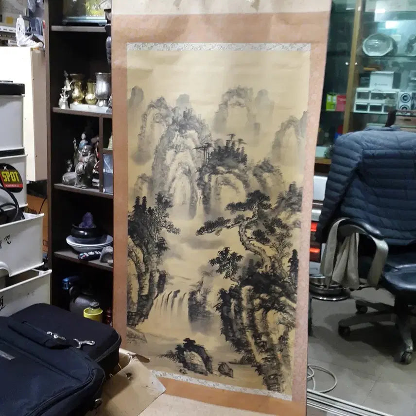 [BUNJANG] 1950s Large Japanese Sansu Landscape Scroll / 1950 일본 대형 산수 족자