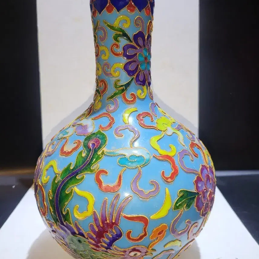 [BUNJANG] Enamel Twin Peaks Design Celestial Vase / 법랑 쌍봉문 천구병