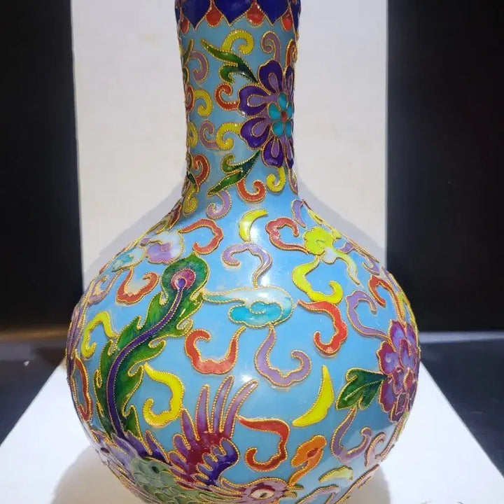 [BUNJANG] Enamel Twin Peaks Design Celestial Vase / 법랑 쌍봉문 천구병