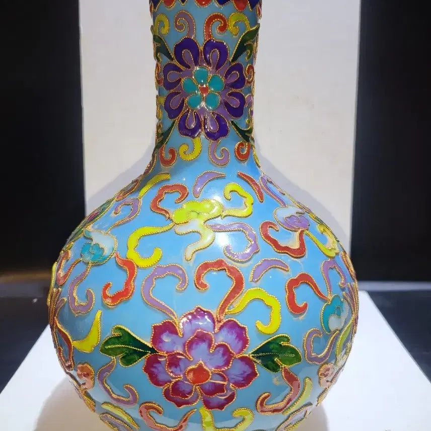 [BUNJANG] Enamel Twin Peaks Design Celestial Vase / 법랑 쌍봉문 천구병