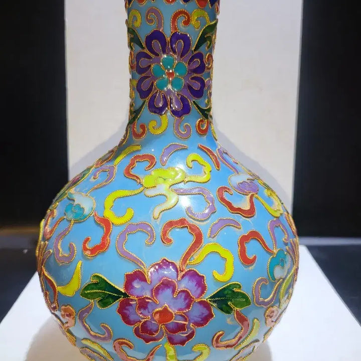 [BUNJANG] Enamel Twin Peaks Design Celestial Vase / 법랑 쌍봉문 천구병