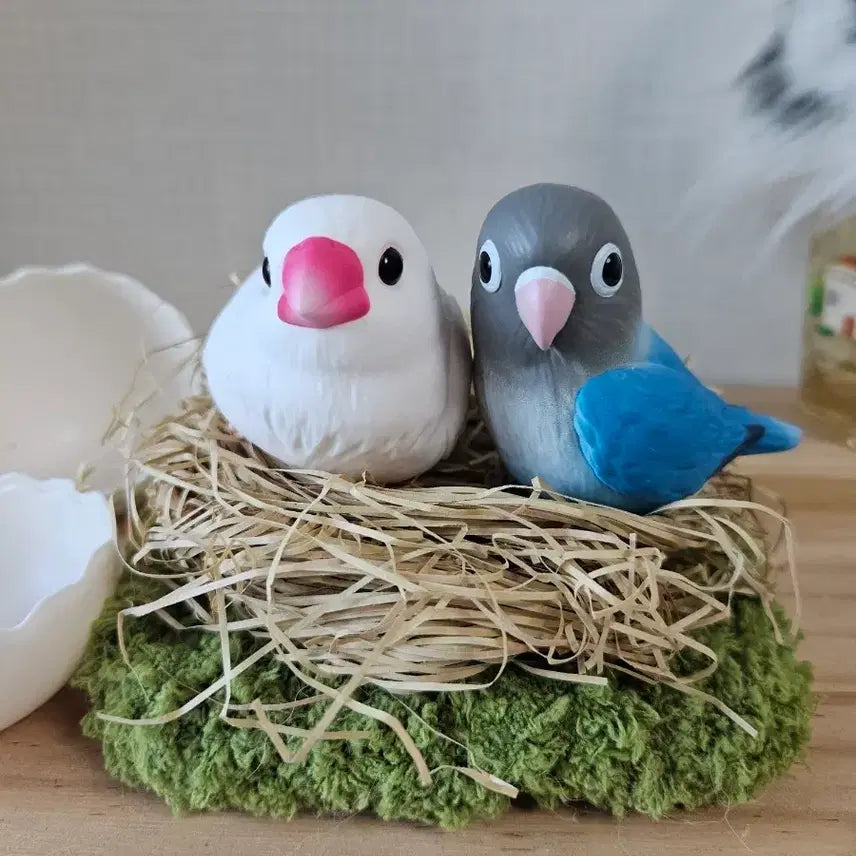 [BUNJANG] Sonbadak Friends Moonjo Green-Cheeked Parakeet Figure Bundle Set / 손바닥친구들 문조 눈테모란앵무 일괄