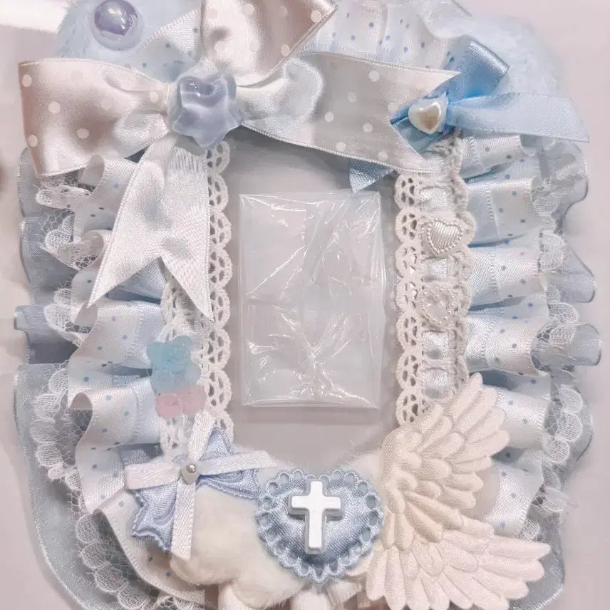 [BUNJANG] Handmade Blue Lace Photocard Holder Top Loader / 블루 레이스 탑꾸 탑로더 꾸미기 핸드메이드 포카홀더