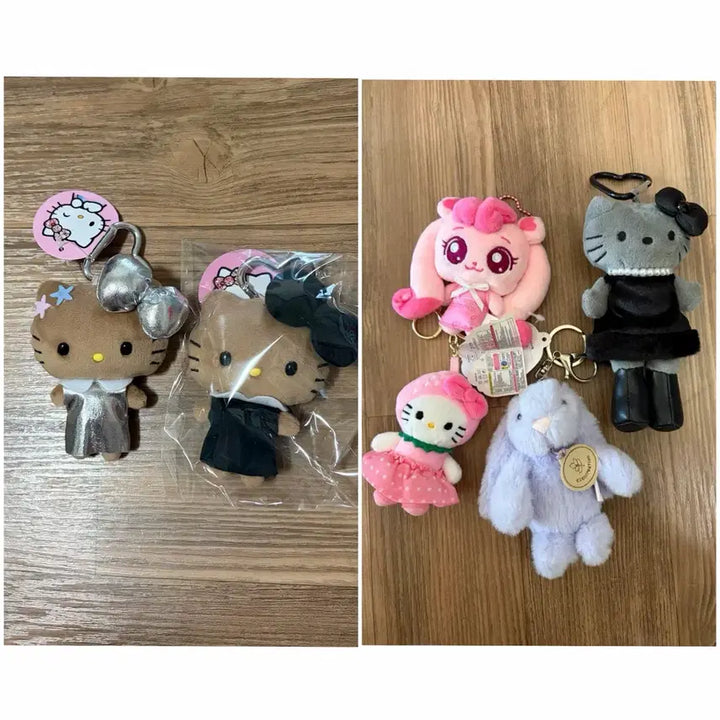 [BUNJANG] Hello Kitty &amp; Hachoo Ping Doll Keychains Bundle Set (6 pcs) / 하츄핑/태닝키티/롱다리 키티/인형키링 총 6개 일괄판매