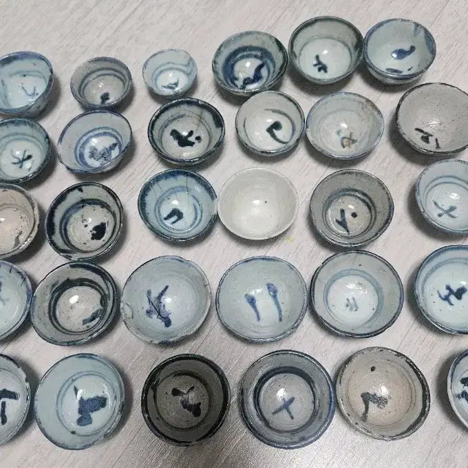 [BUNJANG] Chinese Qing Dynasty Celadon Porcelain Cups Bundle Set / 중국도자기 옛날골동