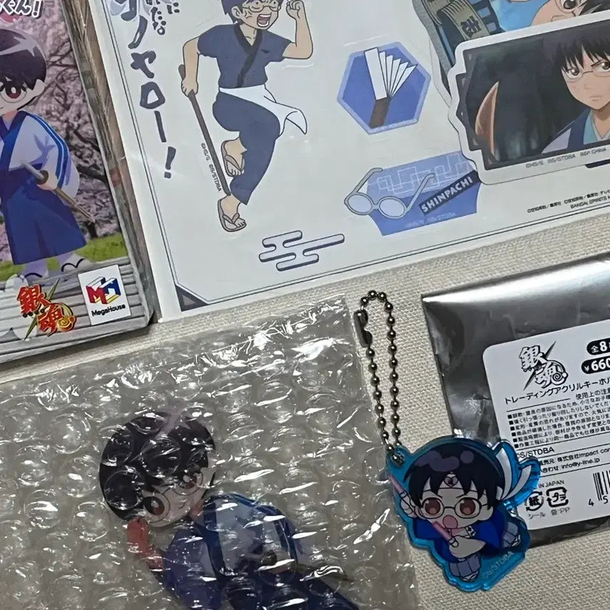 [BUNJANG] Gintama Shinpachi Shimura Support Acrylic Keychain, Irosta Acrylic, Lottery Prize I Sticker Set / 은혼) 시무라 신파치 응원 아크릴 키링, 이루스타 아크릴, 쿠지 I상 스티커 세트