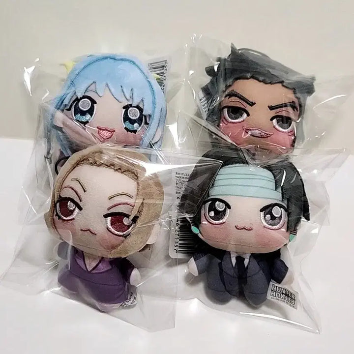 [BUNJANG] Hunter x Hunter Phantom Troupe Chibi Plush Set (4 types) - Complete / 택포 3.5 일괄) 헌터x헌터 환영여단 쵸피 누이 4종 세트 컴플리트 푸치 인형 클로로 우보긴 파크노다 네온