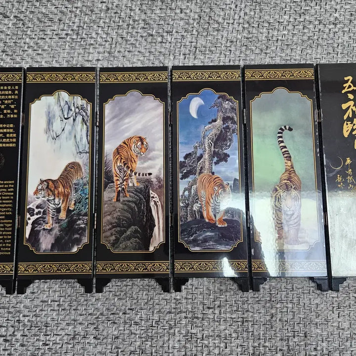[BUNJANG] Golden Tiger Money Box &amp; Mini Folding Screen Set / 황금 호랑이(금전운) / 호랑이 미니병풍 인테리어 소품 판매