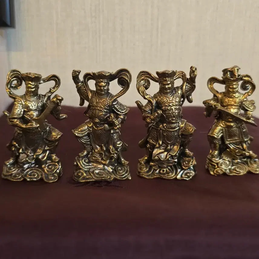 [BUNJANG] Brass Four Heavenly Kings Mini Buddha Statue Set / 호신불 동불상 사천왕 미니불상 세트