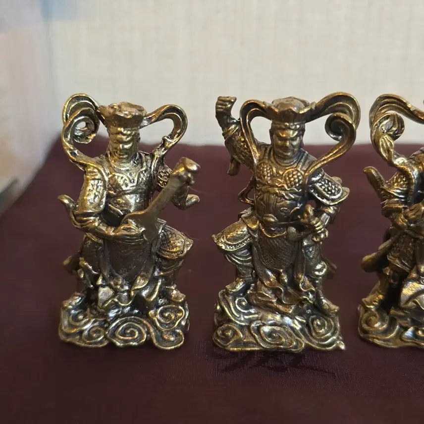 [BUNJANG] Brass Four Heavenly Kings Mini Buddha Statue Set / 호신불 동불상 사천왕 미니불상 세트