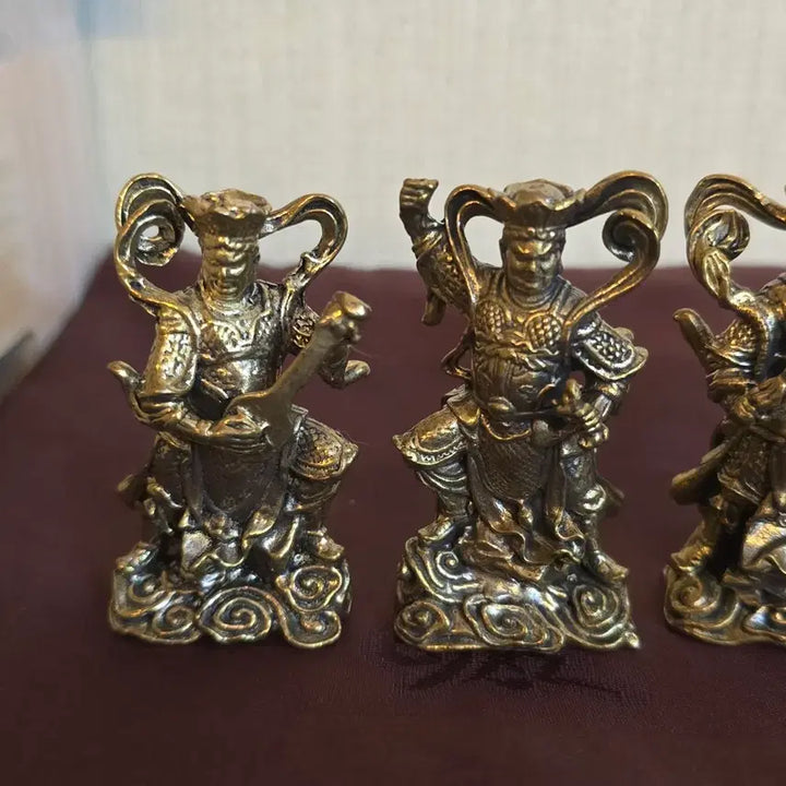[BUNJANG] Brass Four Heavenly Kings Mini Buddha Statue Set / 호신불 동불상 사천왕 미니불상 세트