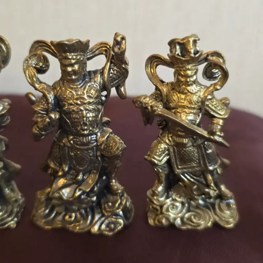 [BUNJANG] Brass Four Heavenly Kings Mini Buddha Statue Set / 호신불 동불상 사천왕 미니불상 세트