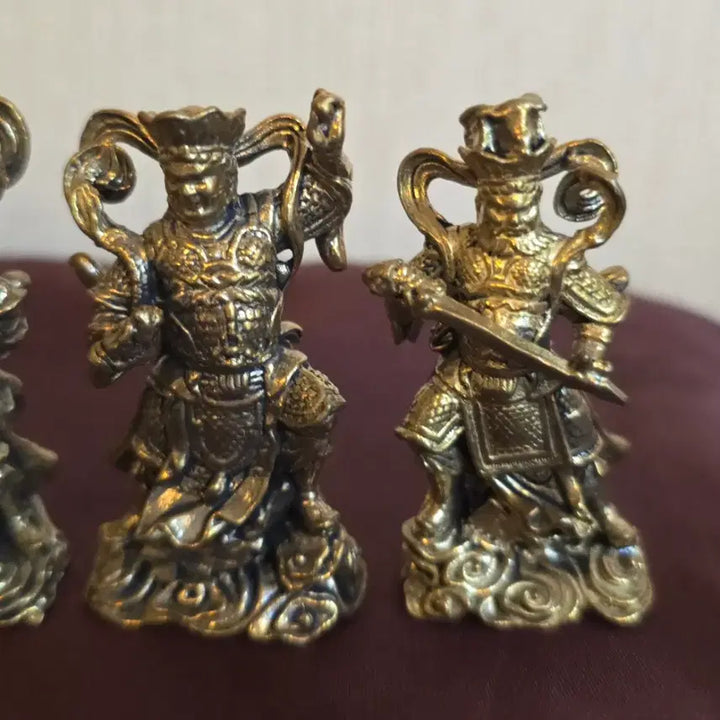[BUNJANG] Brass Four Heavenly Kings Mini Buddha Statue Set / 호신불 동불상 사천왕 미니불상 세트