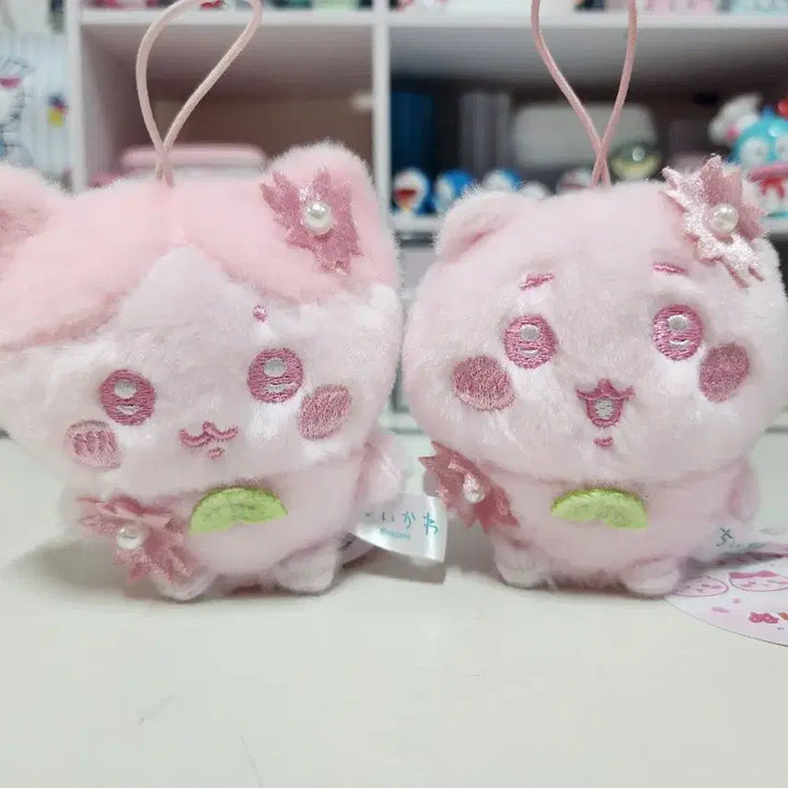 [BUNJANG] Monzzakui Cherry Blossom Mascot Doll Keychain Bundle Set / (새상품)먼작귀 벚꽃 마스코트 인형 키링 2개일괄