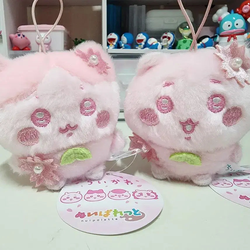 [BUNJANG] Monzzakui Cherry Blossom Mascot Doll Keychain Bundle Set / (새상품)먼작귀 벚꽃 마스코트 인형 키링 2개일괄
