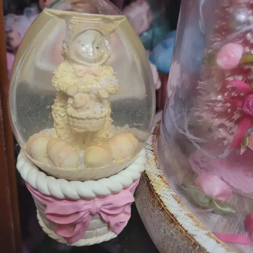 [BUNJANG] Imported Water Drop Musical Box with Easter Theme / 수입 물방울  부활절 눈 내리는 핑크