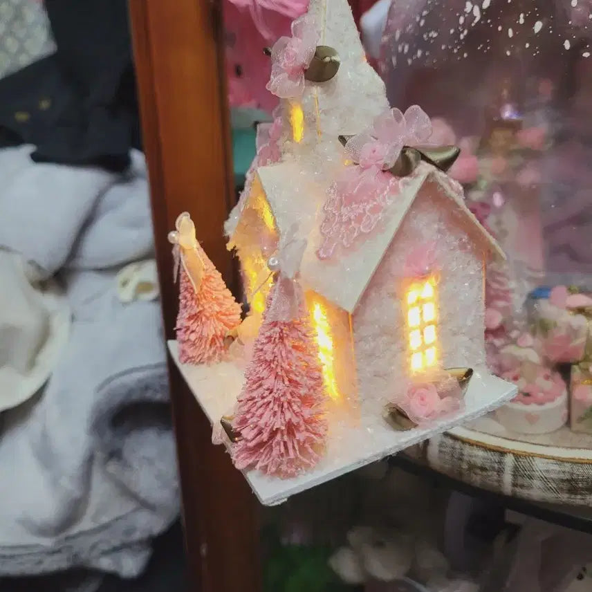 [BUNJANG] Sparkling Pink House Imported Ornament / 반짝이는 핑크 하우스 수입 오너먼트