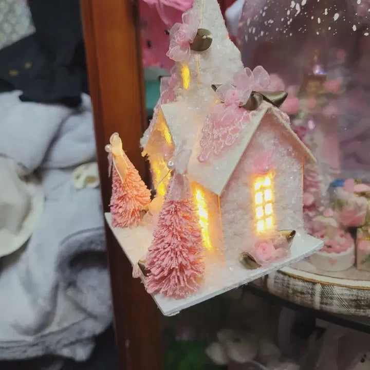 [BUNJANG] Sparkling Pink House Imported Ornament / 반짝이는 핑크 하우스 수입 오너먼트