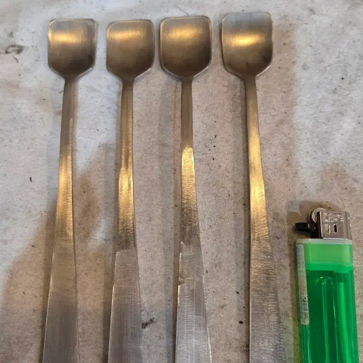[BUNJANG] Vintage White Copper Medicine Spoon / Tea Spoon Set (4 pcs) / 옛날 백동 약스푼 / 차스푼 4점